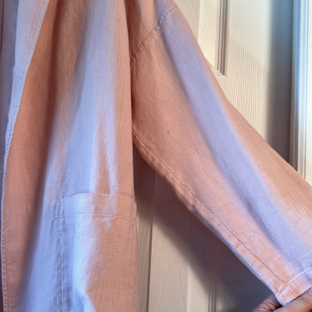 Eileen Fisher Organic Linen Shawl Collar Jacket Dusty Pink Rose Size S - Picture 8 of 15